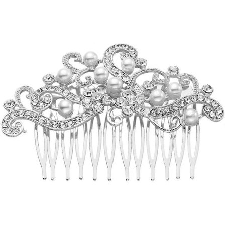 Brudeslør Hårkam til Bryllup Vintage Brudekam Hårtilbehør Hårpynt (Rosaguld) sølv