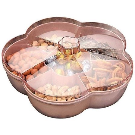 Opbevaringsboks til snacks/slik/nødder med låg, madopbevaringsboks, frugtboks, beholder til tørret frugt, farve: Pink