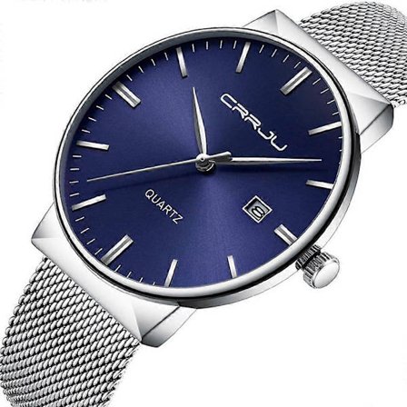 Herrklocka Ultratunn Vattentät Armbandsur Herr Mode med Svart Rostfritt Stål Mesh Armband Analog Kvarts Business Herrklockor