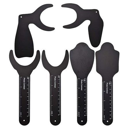 6 Olika Modeller Dental Foto Kontrast Oral Svart Bakgrund Skiva Dental Bakgrund Skiva Metall