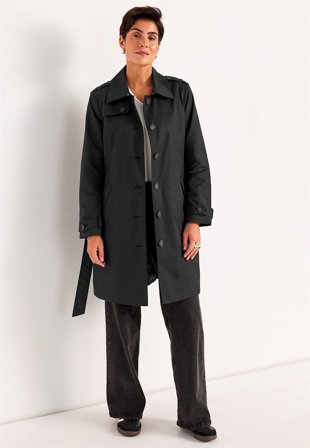 Cellbes of Sweden - Enkeltradet trenchcoat i sort til damer i størrelse 50/52