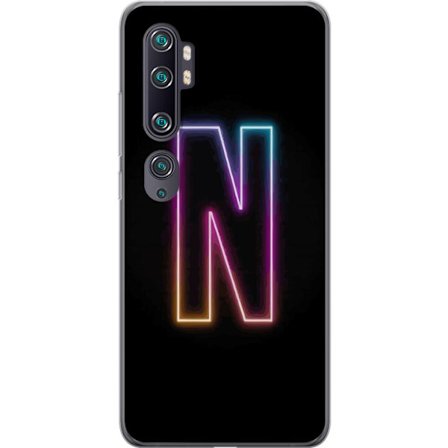 Kompatibel Mobilcover til Xiaomi Xiaomi Mi Note 10 Minimalistisk neonbogstav N i farveskiftende lys mod sort baggrund
