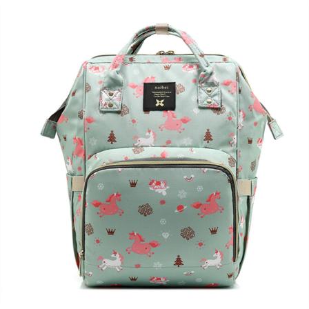 Vaippalaukut Mommy-laukku Monitoiminen suuri kapasiteetti vedenpitävä reppu muoti Light green pony