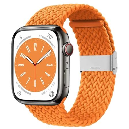 Flätad Solo Loop För Apple Watch ultraband 49mm 45mm-40-41mm-44mm Nylon Elastiskt armband iWatch series 9 8 se 6 7 5 4 3 band Orange 14 38mm or 40mm 