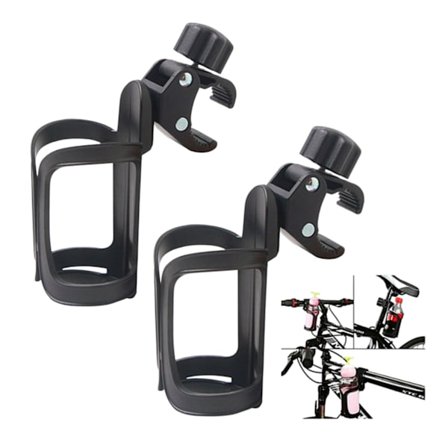 Universell 360° roterende drikkeholder for sykkel, barnevogn, rullator, rullestol, sparkesykkel, tralle, motorsykkel - Barn og voksne, 2-pakning