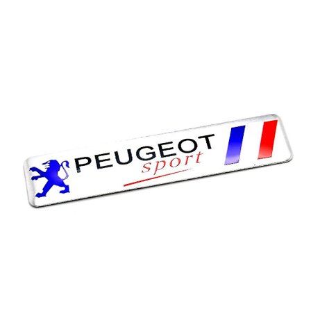 Peugeot Sport -merkkinen hopeinen krominen embleemi 120 mm x 25 mm