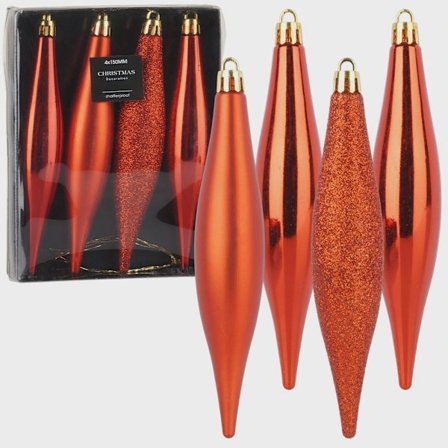 Rikkoutumattomat punaiset jouluiset jääpuikkokoristeet, 15 cm, 4 kpl