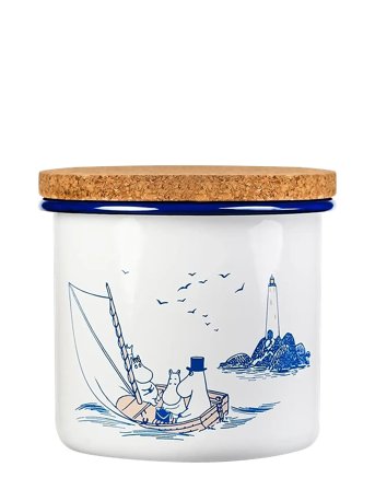 Moomin Enamel Jar 1.3L Lid Sailors Muurla White