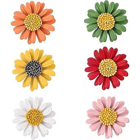 Flerfarget Emalje Tusenfryd Blomst Jakke Smykker Brosje Nålsett for Dame Klær Krage Kjole Skjerf Veske Daglig Dekorasjon