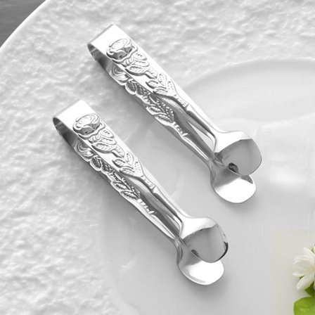 Retro is-tang i rustfritt stål, mini rosemønster mat-tang, godteri-tang for isplukker, sukker-tang og istang (4 tommer)