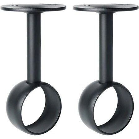 Gardinstangsbeslag Garderobestangsbeslag med skruer Loftbeslag til gardin og garderobe, Mat sort rustfrit stål, Dia,A