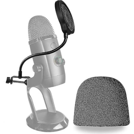 Yeti X Mic Pop Filter med Skumvindskærm - 4 Tommer 3 Lag Vind Pop Skærm Maske Skjold og Skum Vind Dækning til Blue Yeti X Mic for at Forbedre 