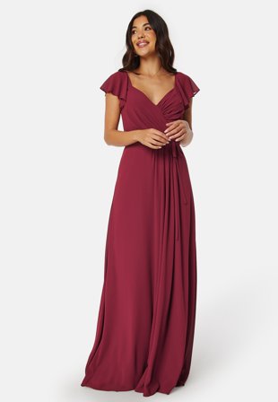 Bubbleroom Occasion Butterfly Sleeve Draped Chiffon Gown Klær