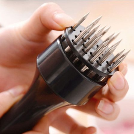 Kjøttmørningshammer, 1 stk svart hammer med metallspiss, dobbeltsidig