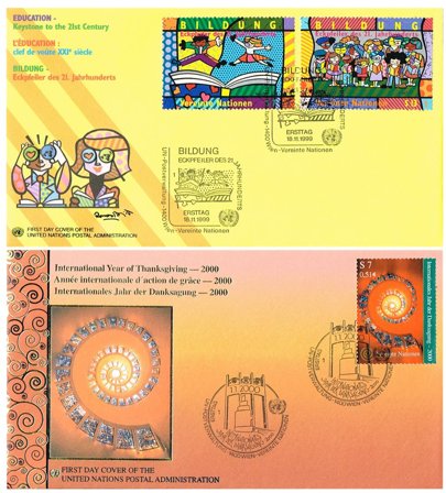 FN - 2 førstedagskuverter - Euro