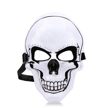 Halloween Skallemaske Skrekkfestival Maske Spøkelseshodemaske Smiley Skrekkmaske Kaldt Lysmaske (Hvit