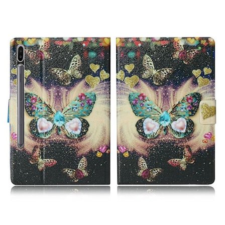 Samsung Galaxy Tab S7 cool mönster läder flip fodral - fjäril