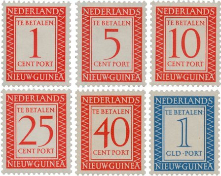 Hollandsk Ny Guinea 1957 - Portomærker NVPH P1-P6 - Ubrugt