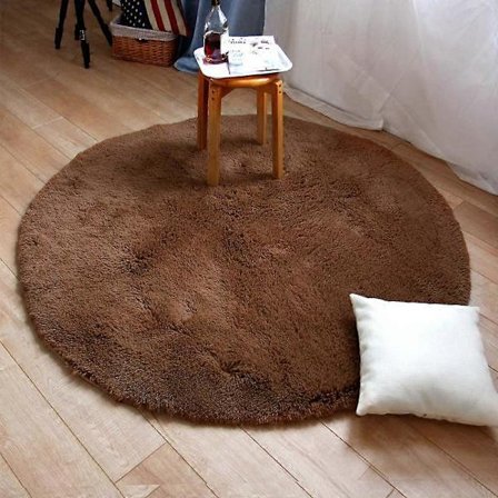 Rund bademåtte, skridsikker, lodden tæppe, mikrofiber, lodden tæppe, superabsorberende måtter, maskinvaskbar sengeplads, plys gulvmåtte, 60 cm