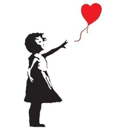 JENTE MED HJERTEBALLONG VINYL VEGGKUNST DEKAL STICKER 56X27cm
