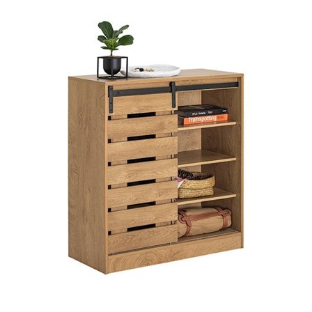 Rootz moderne skænk med skydedør - Kommode - Skoskab - Alsidig opbevaring - Nem montering - Holdbare PB- og MDF-materialer - 80 cm x 89 cm x 35 cm