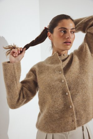 Premium Selection Cardigan en maille de mohair mélangé - Pulls en maille - Beige - M