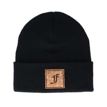Kiddo Cap - Musta cuff Beanie - Kids F Letter Patch Black Cuff @ Hatstore