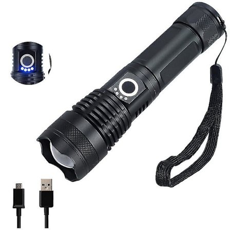 Uppladdningsbara LED-ficklampor, 3000 Lumen Zoombar Vattentät Ficklampa med 26650 Batterier