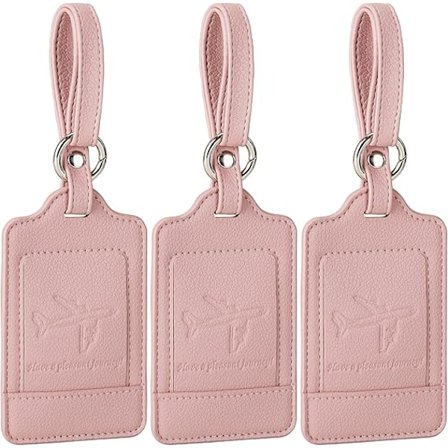 3-pack Bagagetaggar, PU-läder Bagagetaggar för Resväskor, Bagageetiketter med Namn-ID-kort, Iögonfallande, Hållbara, Researtiklar