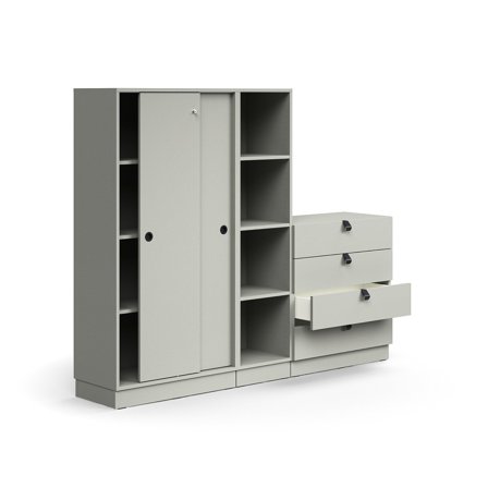 Aufbewahrungseinheit QBUS, abschließbar, 1641x2000x420 mm, hellgrau