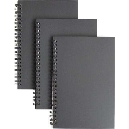 -Myk spiralbundet skissebok - Pakke med tre - 21 x 14 cm - 100 sider, 50 ark - Perfekt for reiser