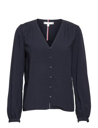 Viscose V-Nk Regular Blouse Ls Blue Tommy Hilfiger