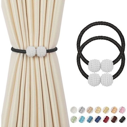 2 kappaletta magneettisia verhonpidikkeitä - pitkät helmiverhon magneettipidikkeet, eurooppalainen verhonipistinnarun pidike