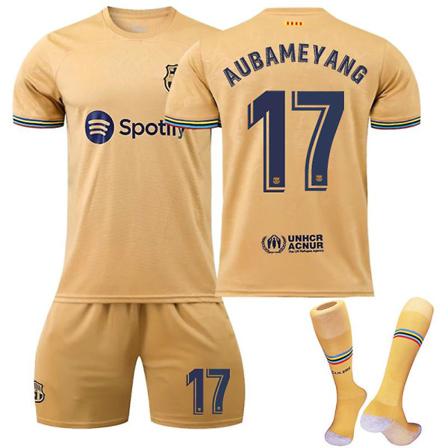 22-23 Barcelona Borta #17 Aubameyang T-shirt Fotboll Uniform Set 16