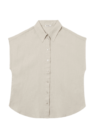 Wera Linneblus med holkärm SABINA Blusar Brun 36