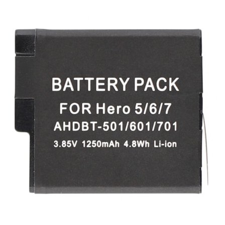 Batteri til GoPro Hero 7 6 5 3,85V 1250mAh AHDBT-501 601 701 erstatningsbatteri