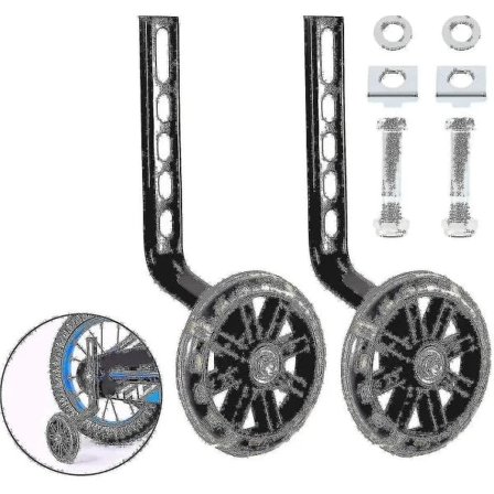 Støttehjul for sykkel, 1 par støttehjul for barnesykkel, svarte sykkelstabilisatorer, støttehjul gutter jenter*QN