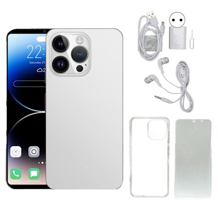 6,1 tommer smartphone med ti kerner, 2 GB 4 GB 64 GB, 8 MP 16 MP, 7000 mAh, Android 11.0, mobiltelefon til daglig brug, 100-240 V, hvid