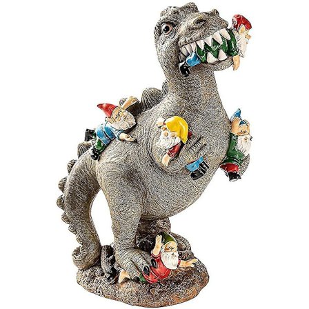 Dinosaur-spisende Gnomer Hagefigur Uteskulptur