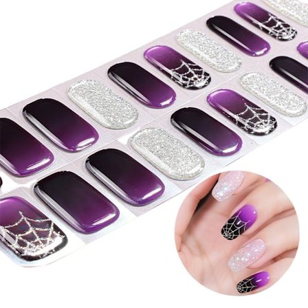 Halloween Hehku Pimeässä Puolikarkaistut Geelikynsitarrat - Hämähäkinverkko UV LED Kynsikääreet