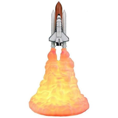 Raketlampe 3D-print 3D-dekoration Natlampe Rumfærgelampe USB-genopladelig
