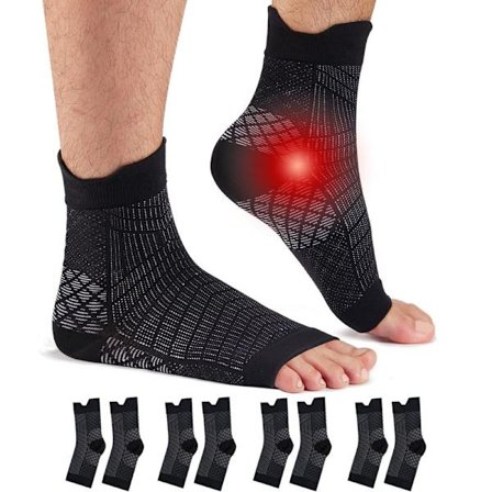 Nye par kompresjonssokker med ankelstøtte - ergonomiske sportssokker for trening og hverdagsbruk Svart 4 par