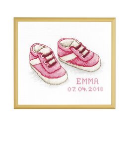 Stickpackung Bild Babyschuhe Blau Rosa