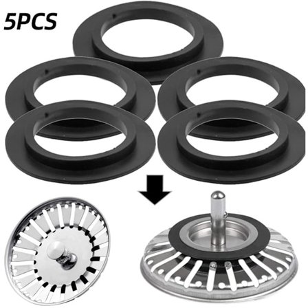 ING Gummiringer 5 stk Gummipakningsring Avløp Uten Gummiring Pakningsring for Vaskavløp for Filterkurver For 32mm Avløpssett med Svart