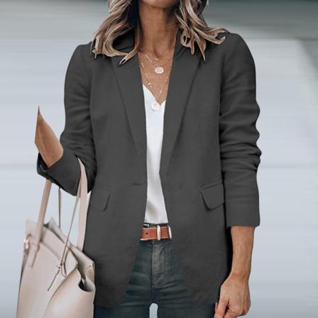 Kvinnor Enkelknäppt Ytterkläder Öppen Front Blazer