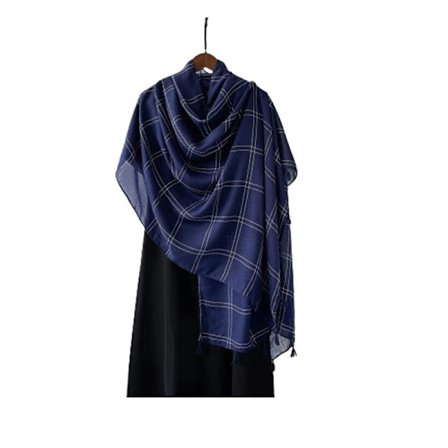 Yksivärinen huivi - pehmeä ja tyylikäs polyesterhuivi (200x80cm) DarkBlue