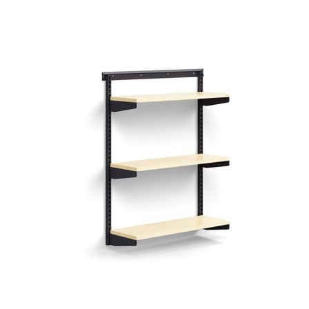Wall shelving RELY, basic unit, laminate shelves, 1221x900x300 mm, anthracite/birch