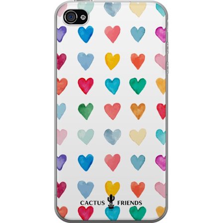 Kompatibelt Mobildeksel til Apple Apple iPhone 4 Cactus and Friends - Watercolor Love Grid