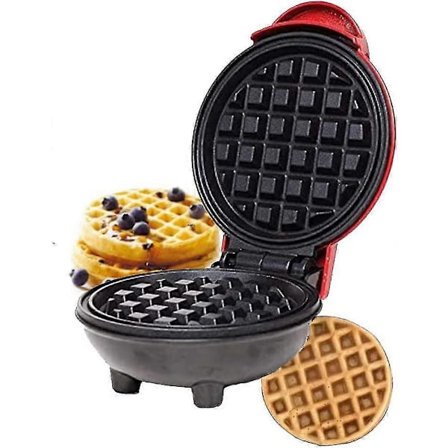 Mini Vaffeljern, Bærbar Elektrisk Rund Mini Maker Grill, Mini Vaffeljern Maskin for Individuelle Vafler, Paninis, Hash Browns, Andre på Farten