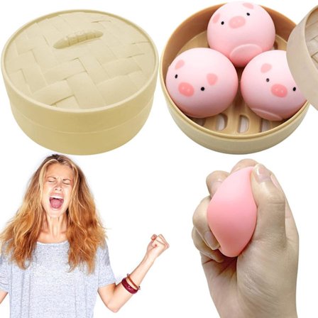 3PCS Piglet Dumpling Squishy, Sensoriske leker Angstlindring Elementer Piglet med
